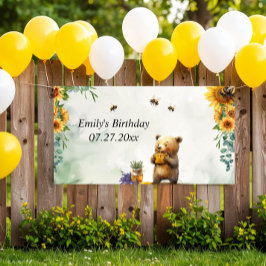 Lona Cumpleaños Personalizado del Oso de Miel