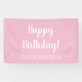 Lona Cumpleaños Personalizado Pastel Rosa Feliz Cumplea