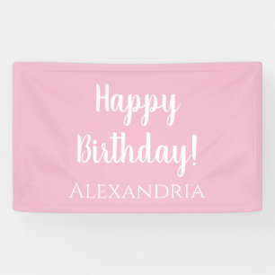 Lona Cumpleaños Personalizado Pastel Rosa Feliz Cumplea