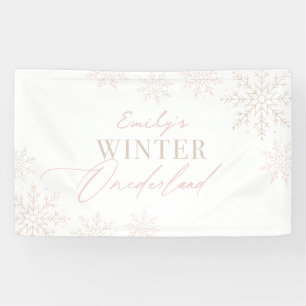 Lona Cumpleaños Pink Snowflake Winter Onederland 1er