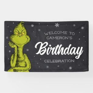 Lona Cumpleaños Pizarra del Grinch