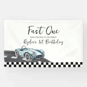 Lona Cumpleaños rápido número uno del auto de carreras