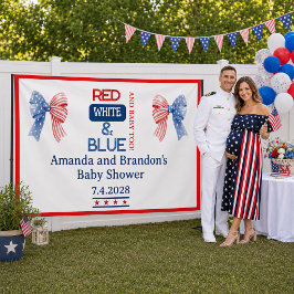 Lona Cumpleaños Rojo Blanco y Azul de Julio Cuarto para