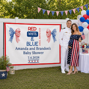 Lona Cumpleaños Rojo Blanco y Azul de Julio Cuarto para