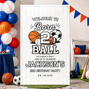 Lona Cumpleaños Temático Deportes Nacido para Jugar Niñ