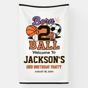 Lona Cumpleaños Temático Deportivo Born 2 Ball Niño 2 A