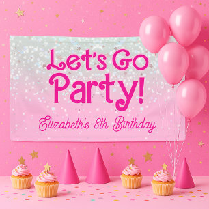 Lona Cumpleaños Trendy Pink Let's Go Party