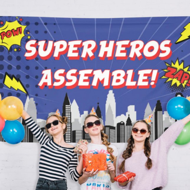 Lona Cumpleaños único de un chico único superhéroe de h (Subido por el creador)