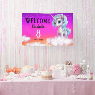 Lona Cumpleaños Unicornio Colorido