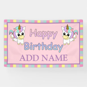 Lona Cumpleaños Unicornio Personalizado