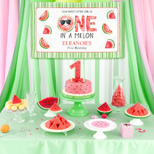 Lona Cumpleaños uno en un melón fiesta de sandía