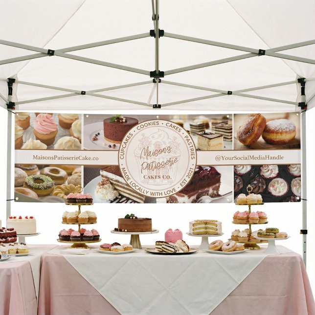 Lona Cupcake Bakery Pastry Photo Collage Market Booth (Cupcake Bakery Pastry Photo Collage Market Booth Banner)