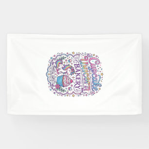 Lona Cupcake Unicornio Panadería de Unicornios Fondo Bl