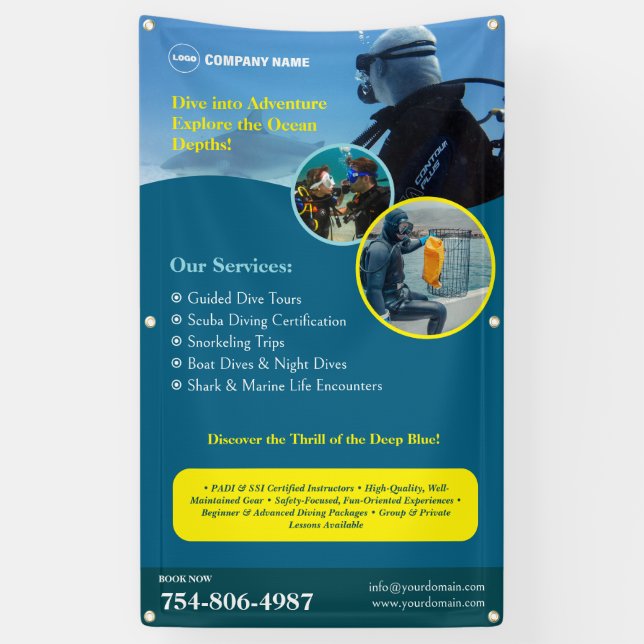 Lona Curso de Buceo Personalizado (Vertical)