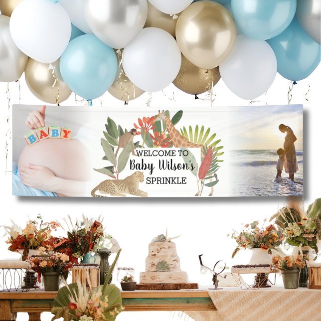 Lona Custom 2 Photo Safari Baby Shower Sprinkle (Custom 2 Photo Safari Baby Shower Sprinkle Banner
)