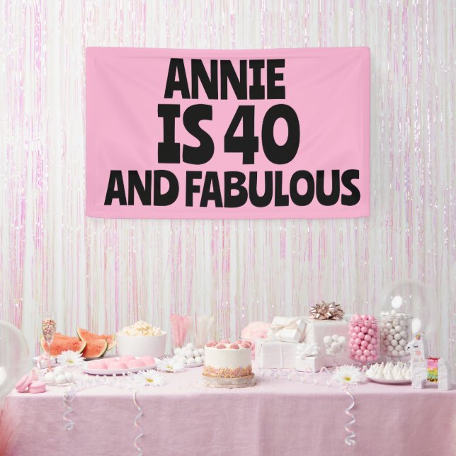 LONA CUSTOM 40TH BIRTHDAY FABULOUS PINK PARTY BANNER (Fiesta)