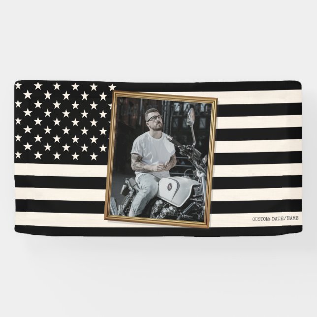 Lona Custom American Flag with Your Photo, Dorm Decor (Horizontal)