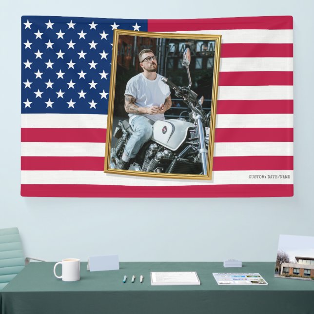 Lona Custom American Flag with Your Photo, Dorm Decor (Feria)