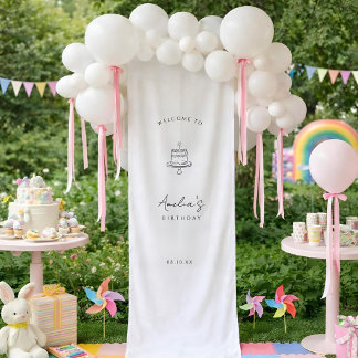 Lona Custom Birthday Welcome Sign with Hand Drawn Cake