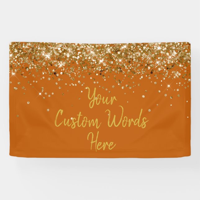 Lona Custom Burnt Orange Gold Birthday Party Photo Prop (Horizontal)