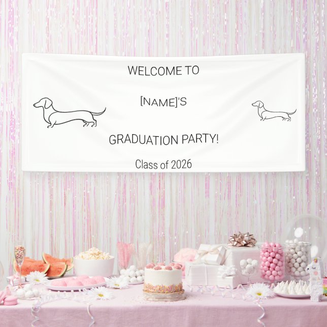 Lona Custom Dog Graduate Welcome Banner | Photo & Breed (Fiesta)