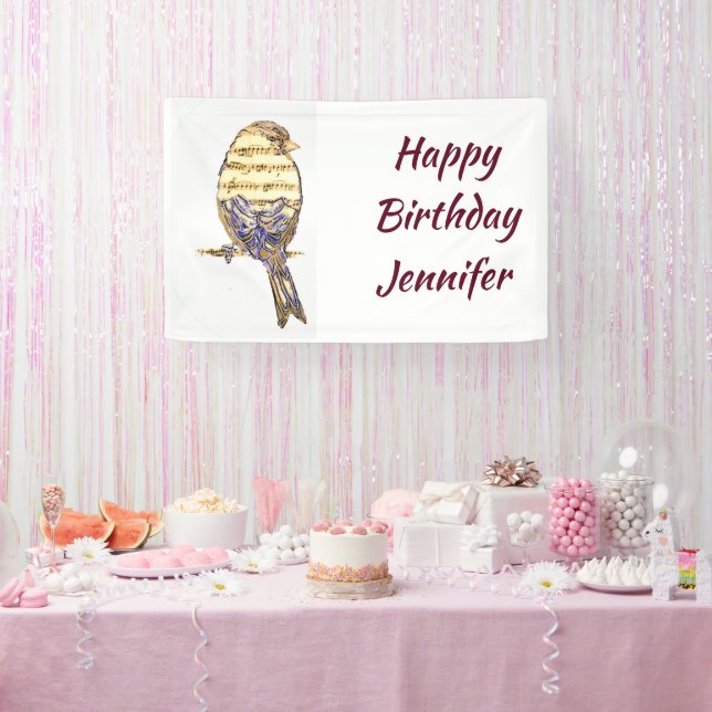 Lona Custom Name Music Notes Song Bird (Fiesta)