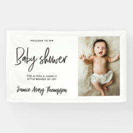 Lona Custom photo Modern Script Baby Shower Welcome