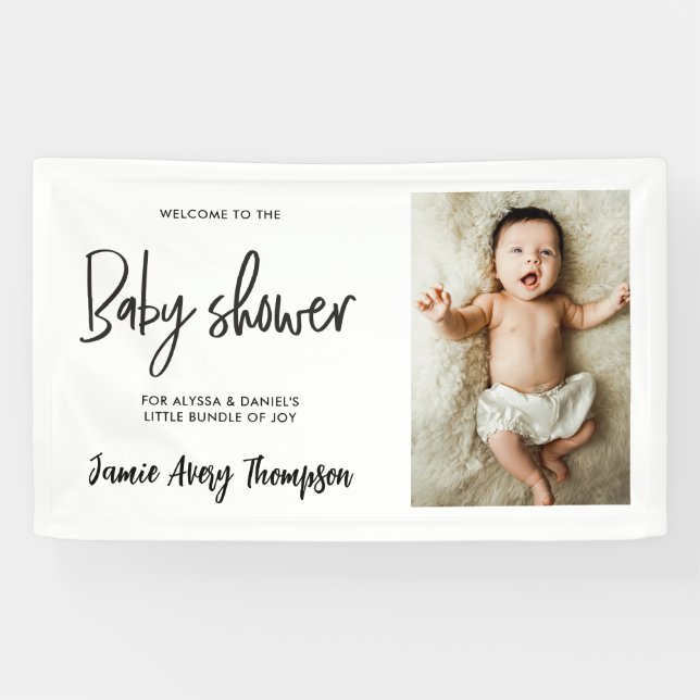 Lona Custom photo Modern Script Baby Shower Welcome  (Horizontal)