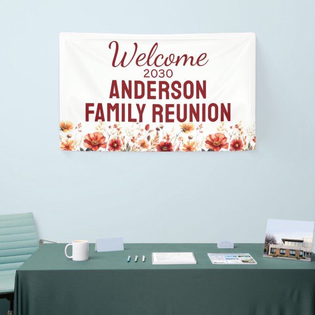 Lona Custom Rustic Fall Floral Family Reunion Welcome  (Feria)