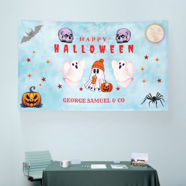 Lona Custom Small Business Logo Halloween Party (Feria)