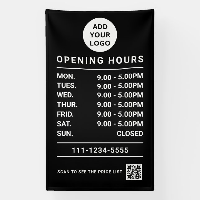 Lona Custom Small Business Opening Hours logo & qr code (Vertical)