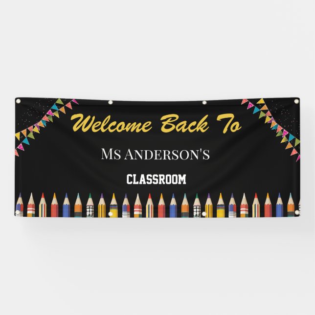 Lona custom welcome back to the classroom teacher name (Horizontal)