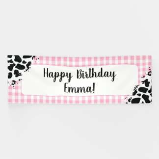 Lona Customizable Happy Birthday Banner Pink Gingham