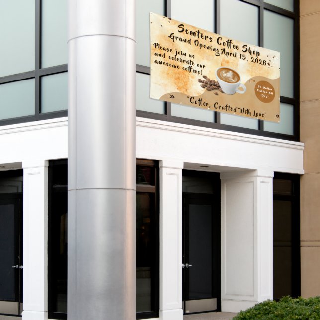 Lona Customize Coffee Shop Grand Opening Special Day  (Edificio exterior)