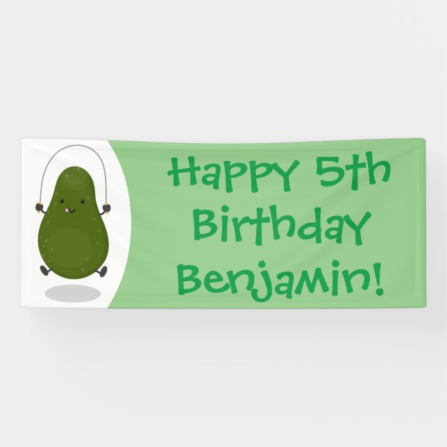 Lona Cute aguacate salto cuerda personalizado ilustraci (Horizontal)