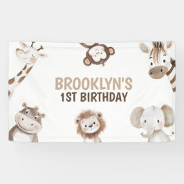 Lona Cute Animals Safari Jungle Birthday Party Kids