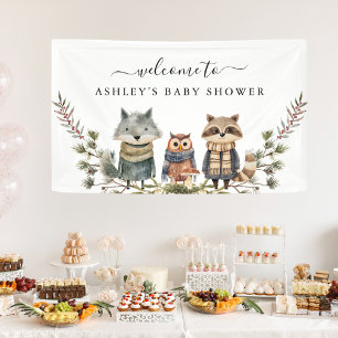 Lona Cute Autumn Woodland   Banner de Bienvenida para B