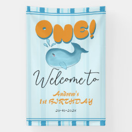 Lona Cute Baby Blue Whale 1st Birthday Welcome