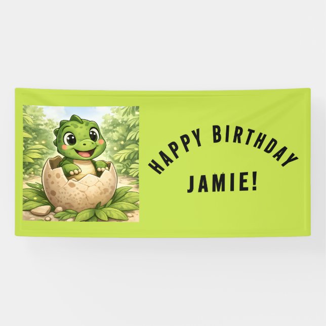 Lona Cute Baby Hatchling Dinosaur Birthday (Horizontal)