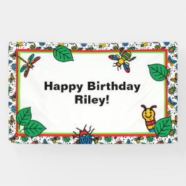 Lona Cute Bugs y Insectos Feliz Cumpleaños Banner