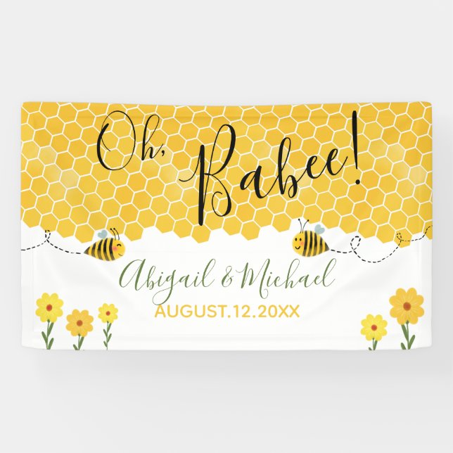 Lona Cute Bumblebees Género Neutral Bee Baby Shower (Horizontal)