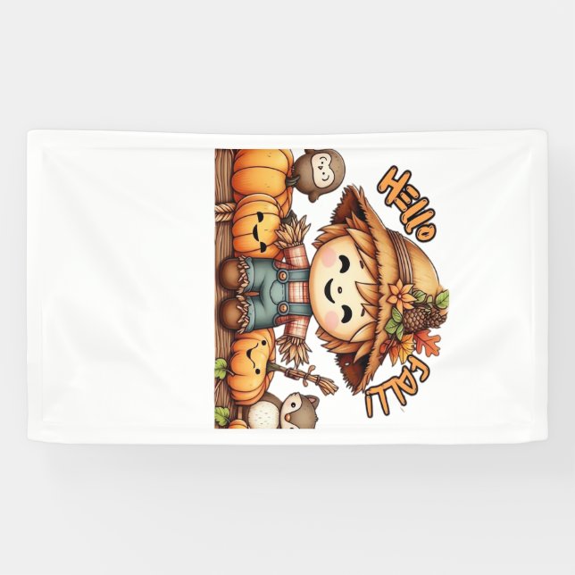 Lona Cute camiseta oversized de espantapájaros de otoño (Horizontal)