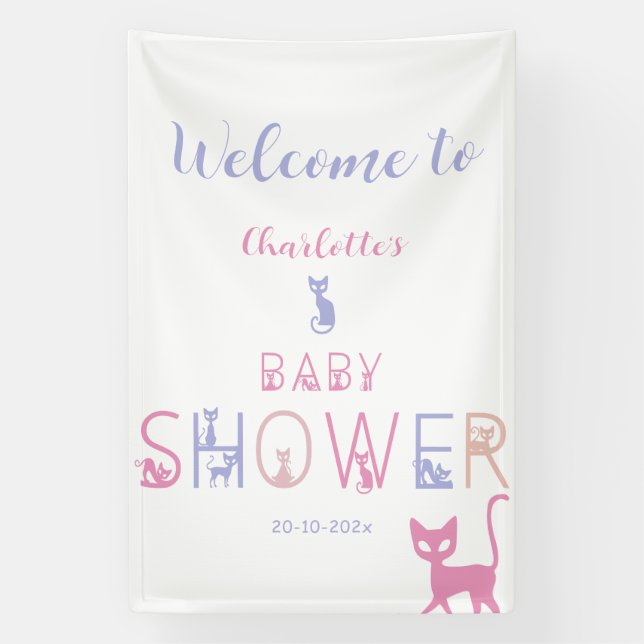 Lona Cute Cat Pastel Color Baby Shower (Vertical)