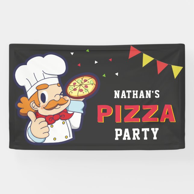 Lona Cute Chef Kids Pizza Birthday Party (Horizontal)