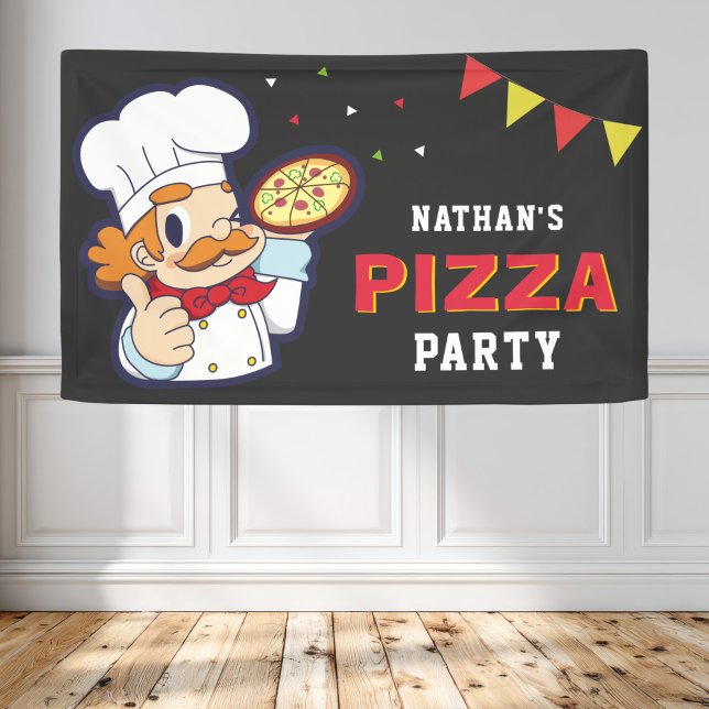 Lona Cute Chef Kids Pizza Birthday Party (Subido por el creador)