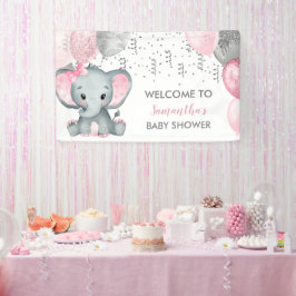 Lona Cute Chica Elephant Balloons Baby Shower