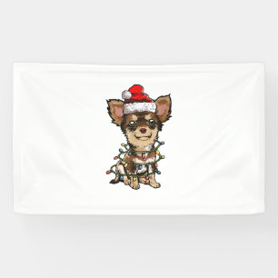 Lona Cute Chihuahua Santa Christmas Tree enciende Navid