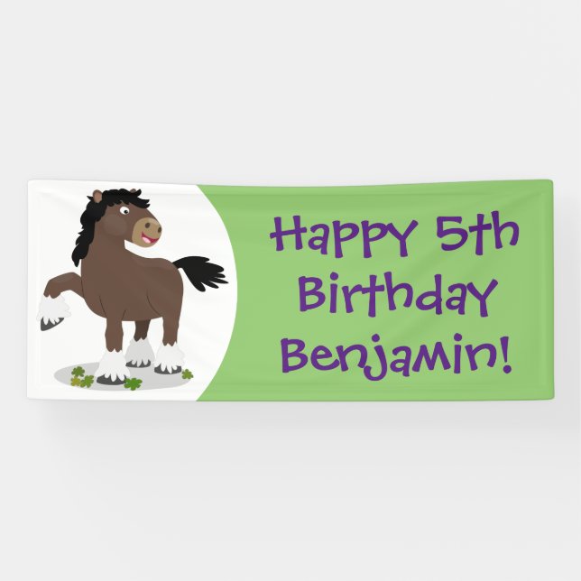 Lona Cute Clydesdale personalizado de caballo ilustraci (Horizontal)