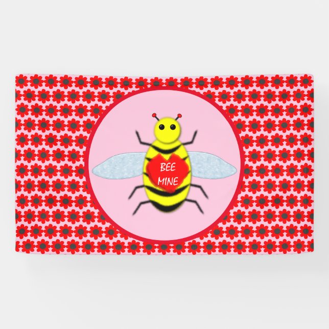 Lona Cute Día de San Valentín Bee (Horizontal)