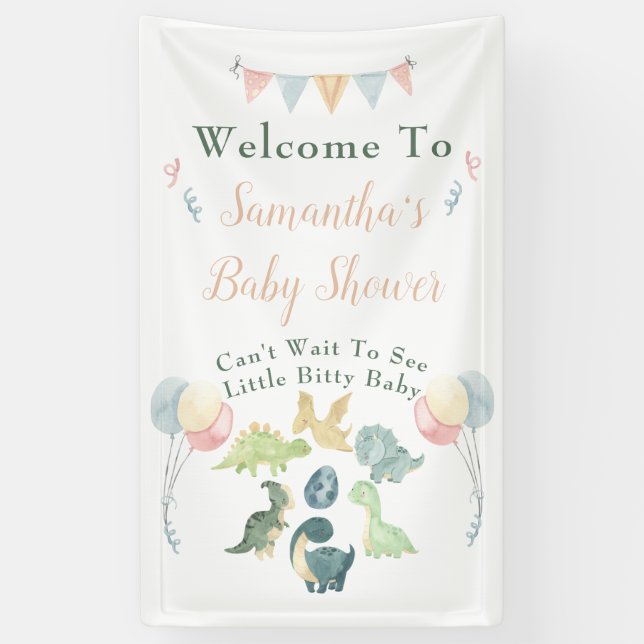 Lona Cute Dinosaur Watercolor Baby Shower (Vertical)